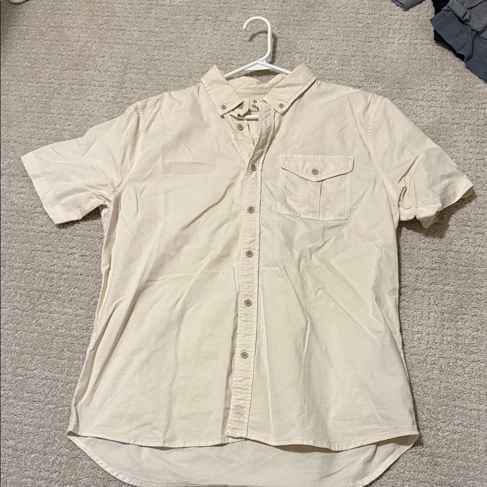 Men's Casual Cream Button Down Shirt